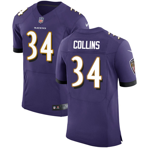 Nike Ravens #34 Alex Collins Purple Team Color Men's Stitched NFL Vapor Untouchable Elite Jersey